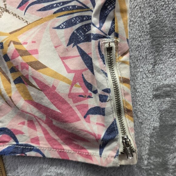 Charlie B Pants Womens 10 Tropical Leaf Print Cropped Zipper Hem Stretch Summer - Picture 5 of 11